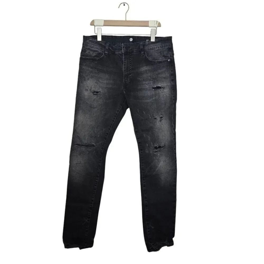 Jordan Craig Sean Distressed Skinny Jeans Men's 34x32 Black Denim Distressed Tap